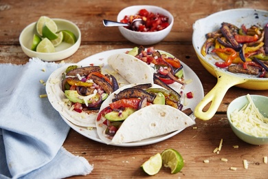Cook Spicy Aubergine Fajitas in 20 mins | Simply Cook